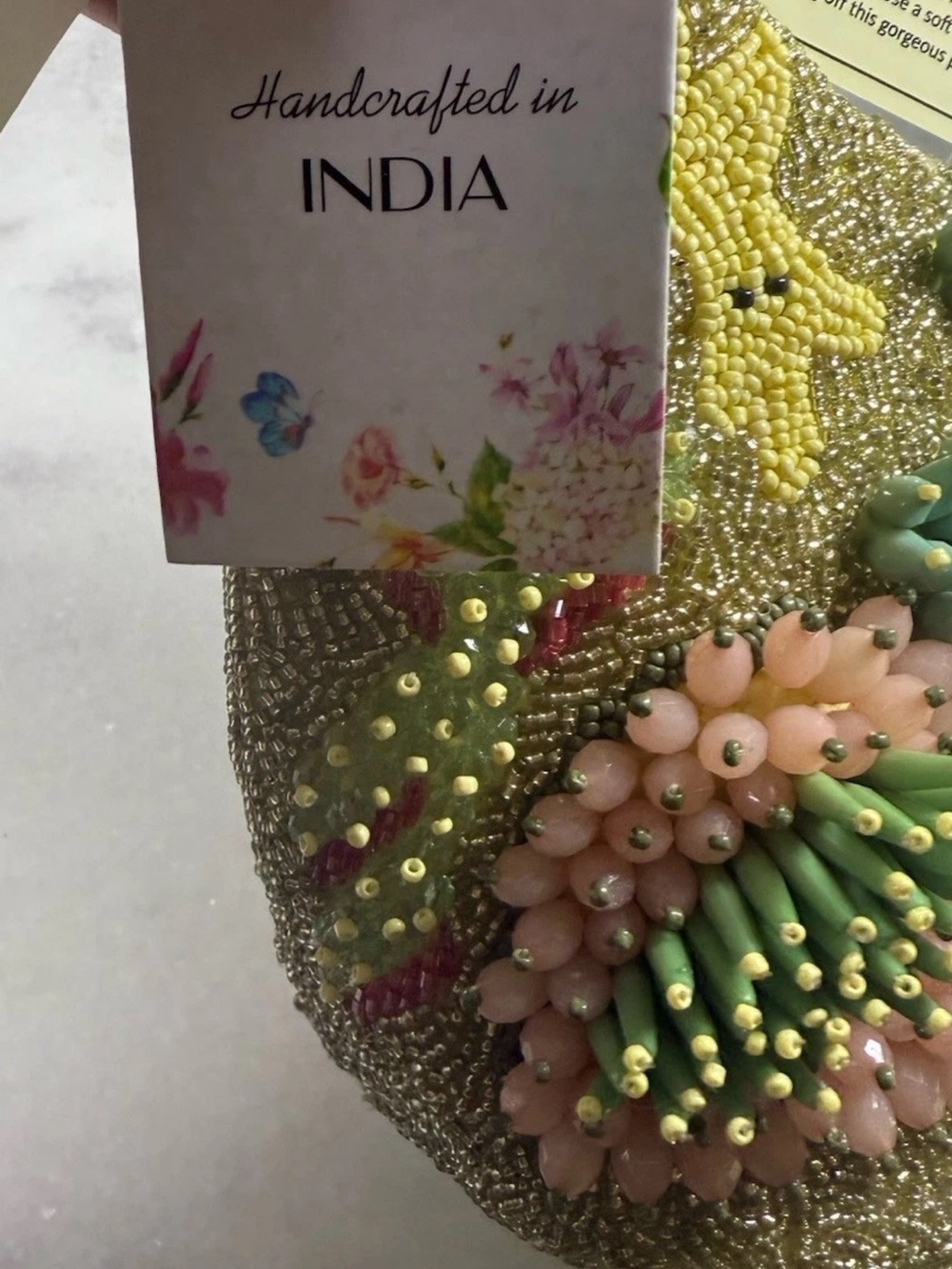 NEW RELEASE Viral Beaded Floral Bag Yellow and Green- Made in India NWT - Picture 7 of 7